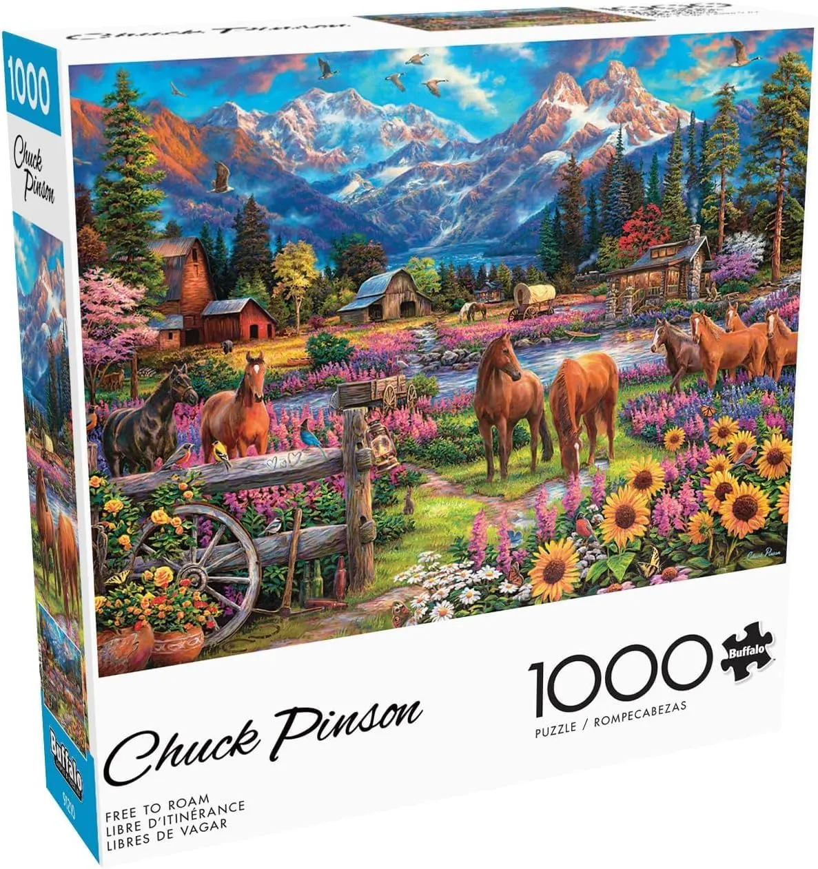 for Game Nights - Finished Size is 26.75 x 19.75 Buffalo Games - Chuck Pinson - Free to Roam - 1000 Piece Jigsaw Puzzle for Adults implicate load interior -Challenging Puzzle Perfect 