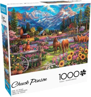 for Game Nights - Finished Size is 26.75 x 19.75 Buffalo Games - Chuck Pinson - Free to Roam - 1000 Piece Jigsaw Puzzle for Adults implicate load interior -Challenging Puzzle Perfect 