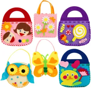 for Girls Kit Crafts evidence and Arts TOYANDONA 6Pcs Sewing Kit for Kids, Creative Kids Handbag Cartoon Nonwoven DIY Handbag Kit 