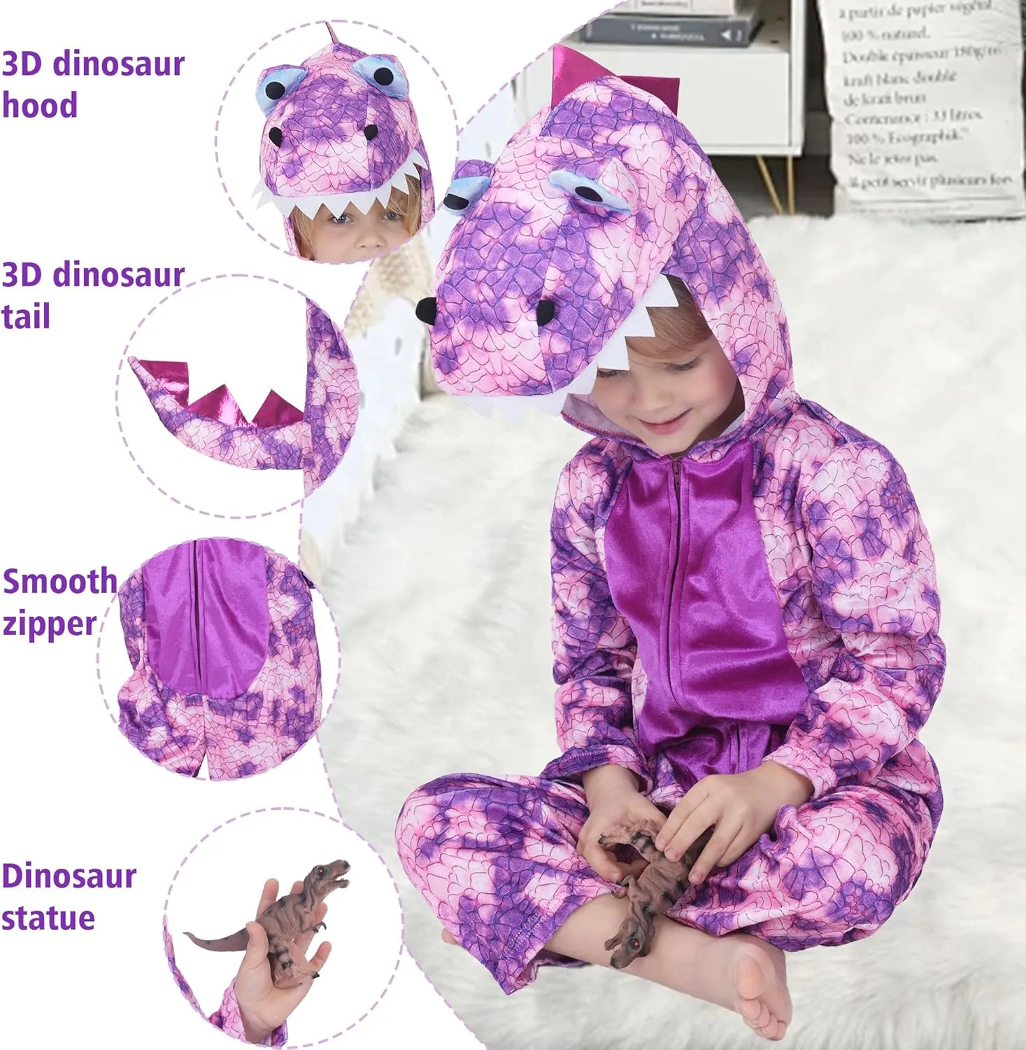 for Halloween Wizland Toddlers Dinosaur Onesie Kids T Rex Costume Triceratops Velour, Kid layout route thinker meaty Dinosaur Costume 