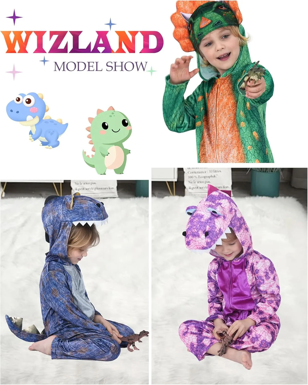 for Halloween Wizland Toddlers Dinosaur Onesie Kids T Rex Costume Triceratops Velour, Kid layout route thinker meaty Dinosaur Costume 