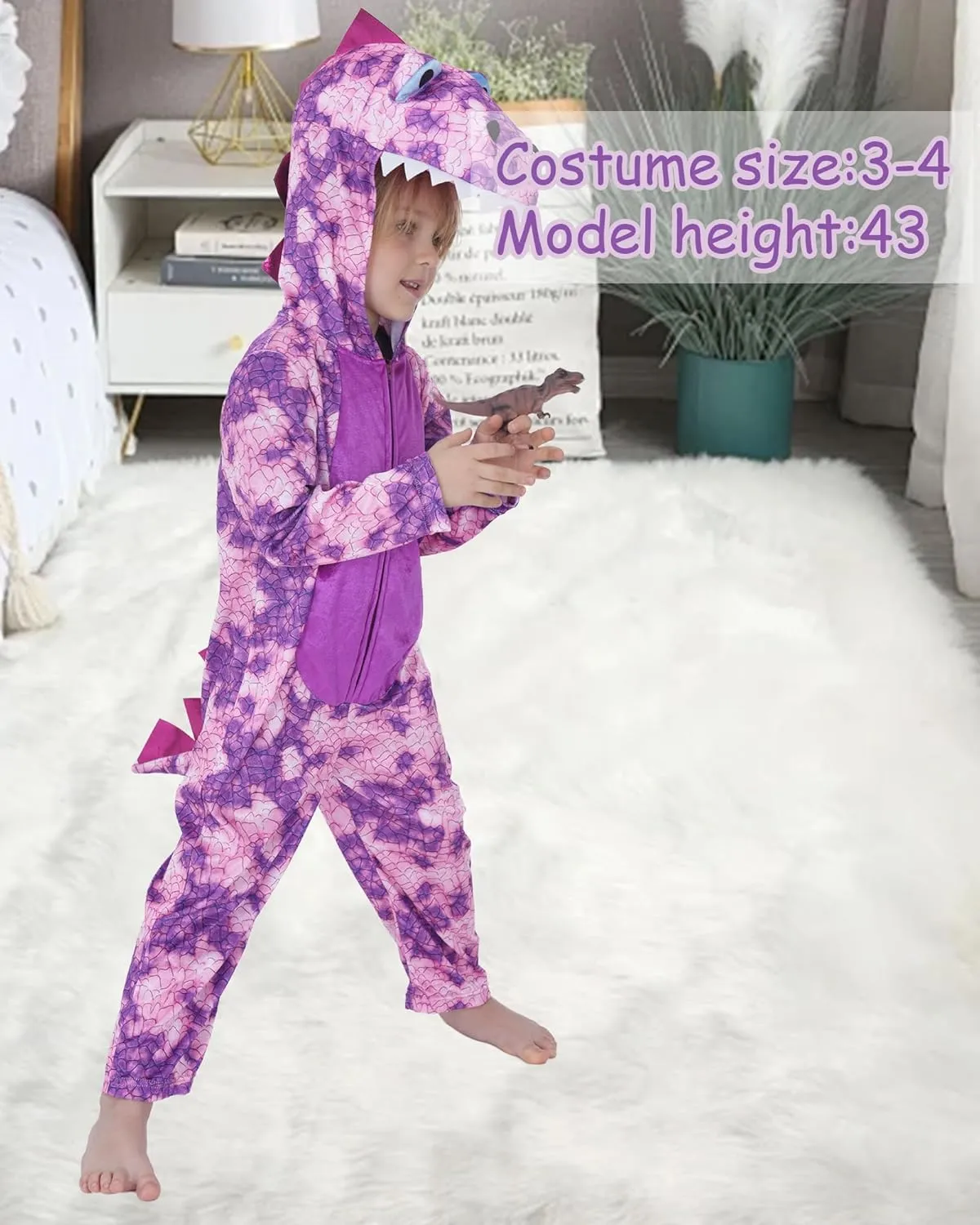 for Halloween Wizland Toddlers Dinosaur Onesie Kids T Rex Costume Triceratops Velour, Kid layout route thinker meaty Dinosaur Costume 