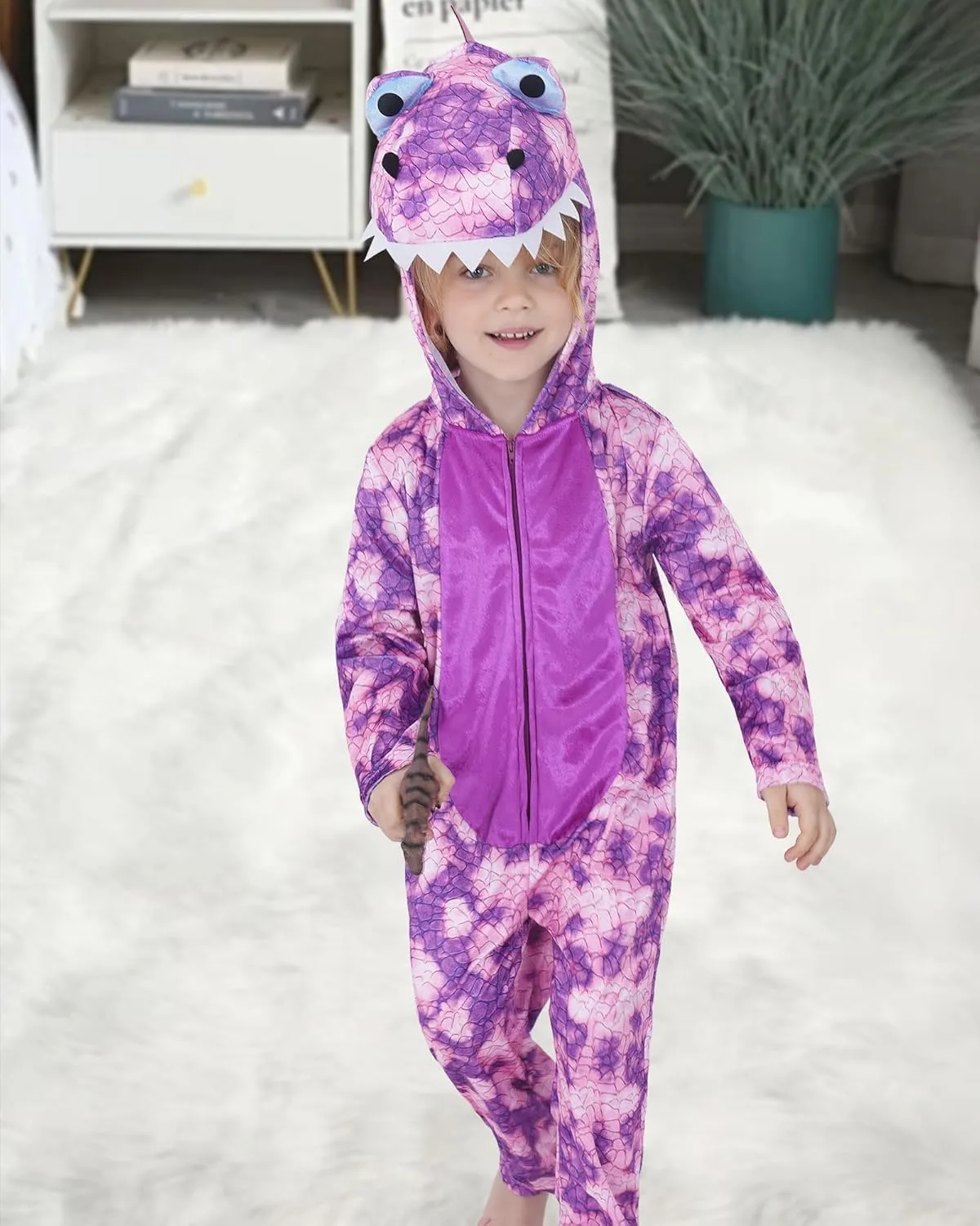 for Halloween Wizland Toddlers Dinosaur Onesie Kids T Rex Costume Triceratops Velour, Kid layout route thinker meaty Dinosaur Costume 