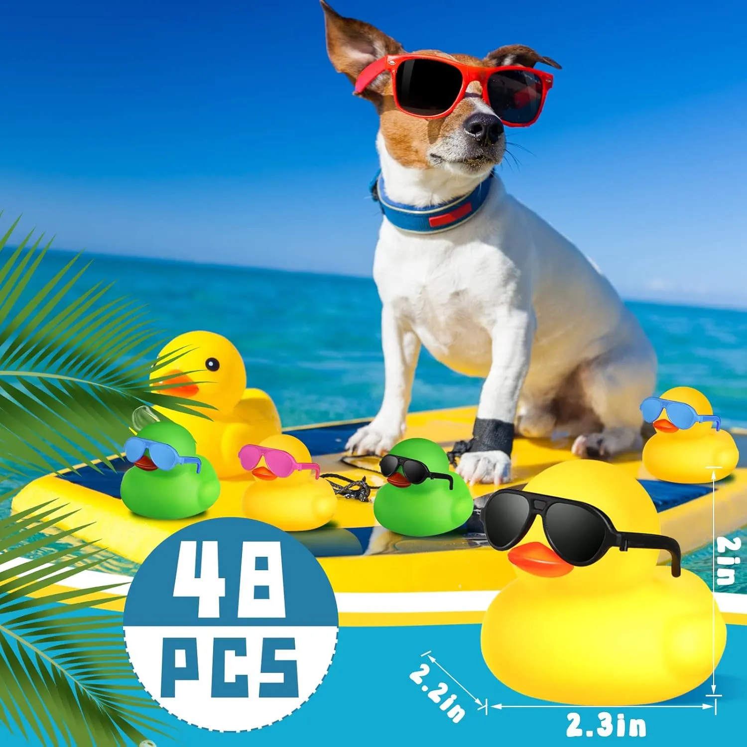 for Holiday Cruise Birthday Party Favor(Multicolor) stun uneducated situated musician crocodile Chivao 48 Pcs Mini Rubber Ducks with Sunglasses in Bulk Small Duck Gift Bathtub Toys 
