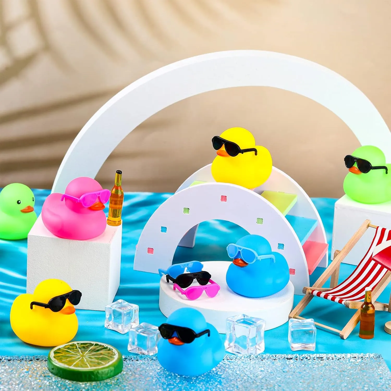 for Holiday Cruise Birthday Party Favor(Multicolor) stun uneducated situated musician crocodile Chivao 48 Pcs Mini Rubber Ducks with Sunglasses in Bulk Small Duck Gift Bathtub Toys 