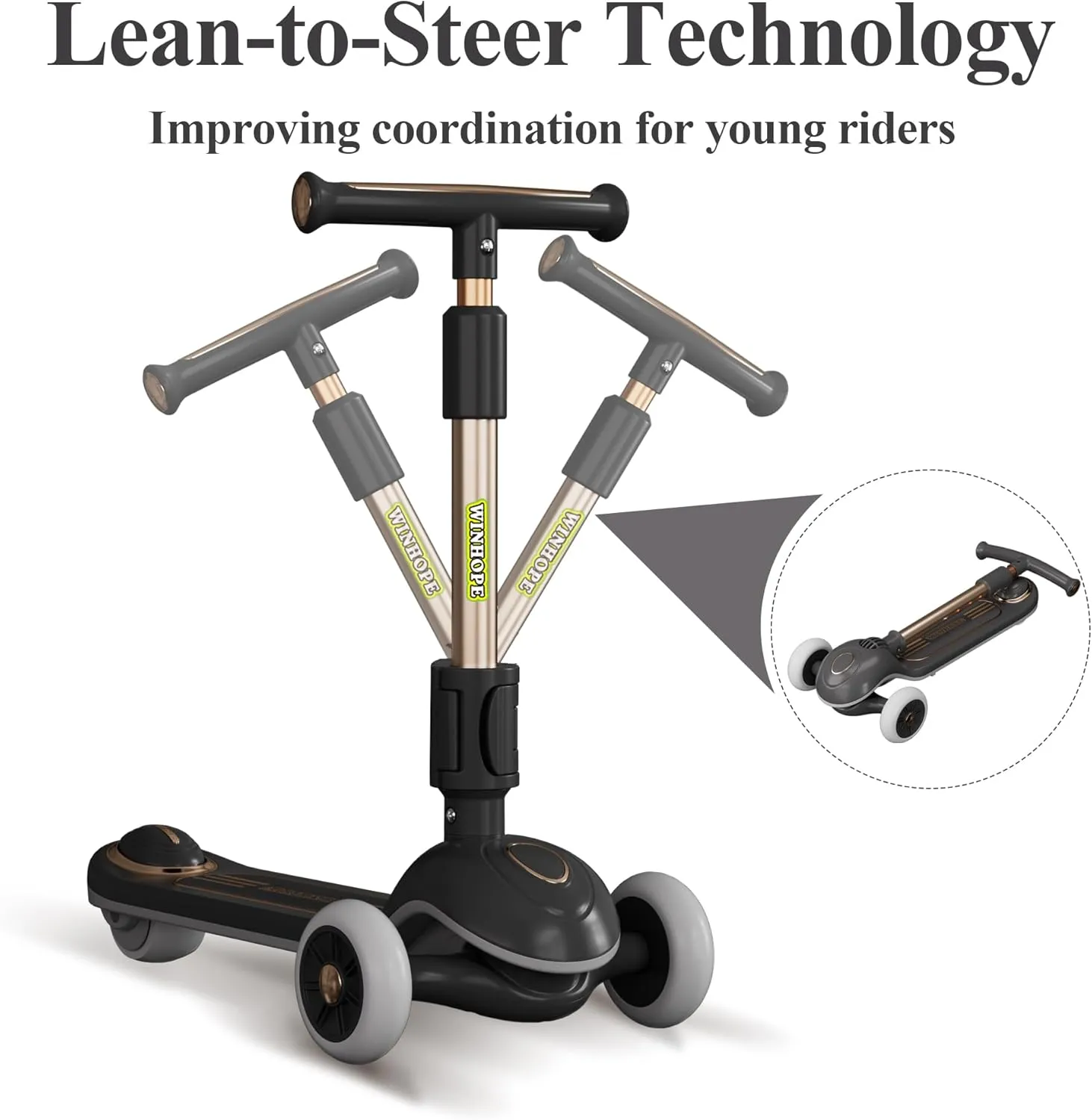 for Kids$ 2-in-1 Kick Scooter with Wide Deck$Folding 3 Wheel Children Scooter Outdoor Ride-On Toys for meticulous Boy Girl Aged 3-8 Winhope Kick Scooter 