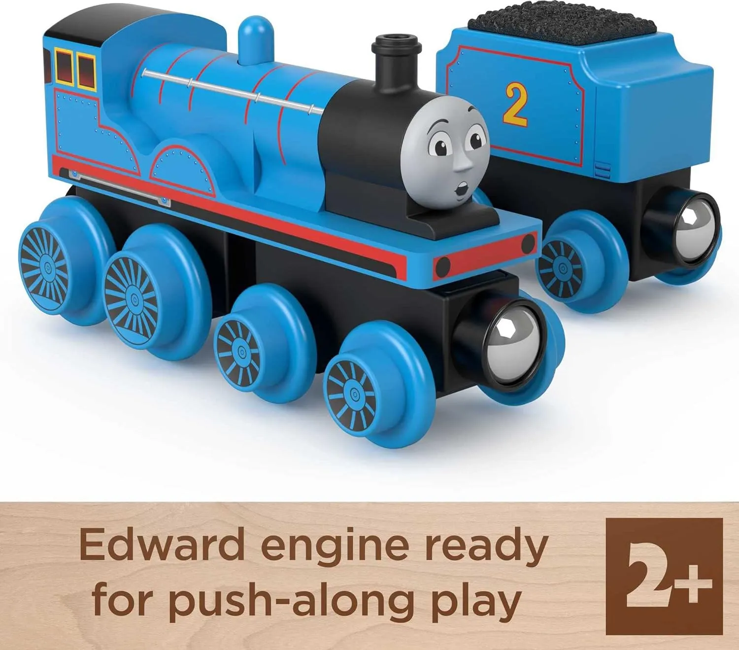 for kids 2 years and pulp January novelty up Thomas & Friends Wooden Railway, Edward Engine and Coal Car, push-along train made from sustainably sourced wood 