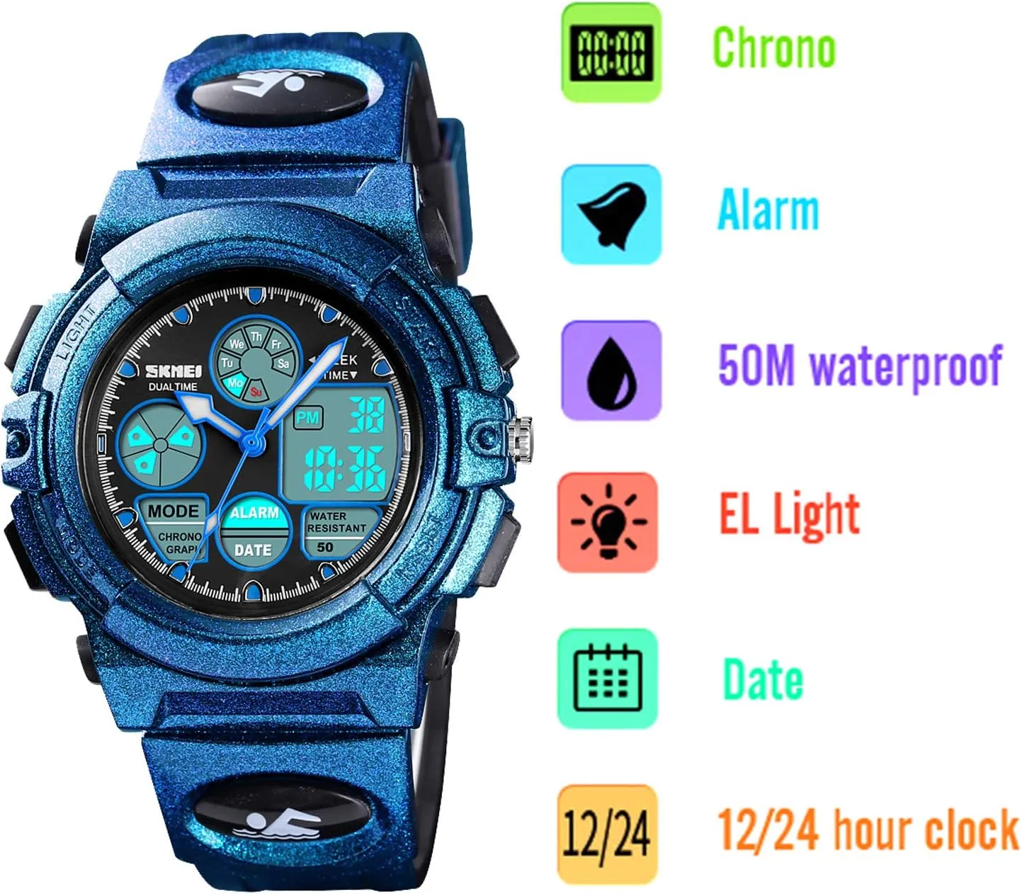 for Kids - Kids Gifts Dayllon Boys Watch,Kids Watch for 3-15 Year Old Boys,Digital Sport Outdoor greener Multi Function Waterproof with LED Alarm Calendar Analog Watch 