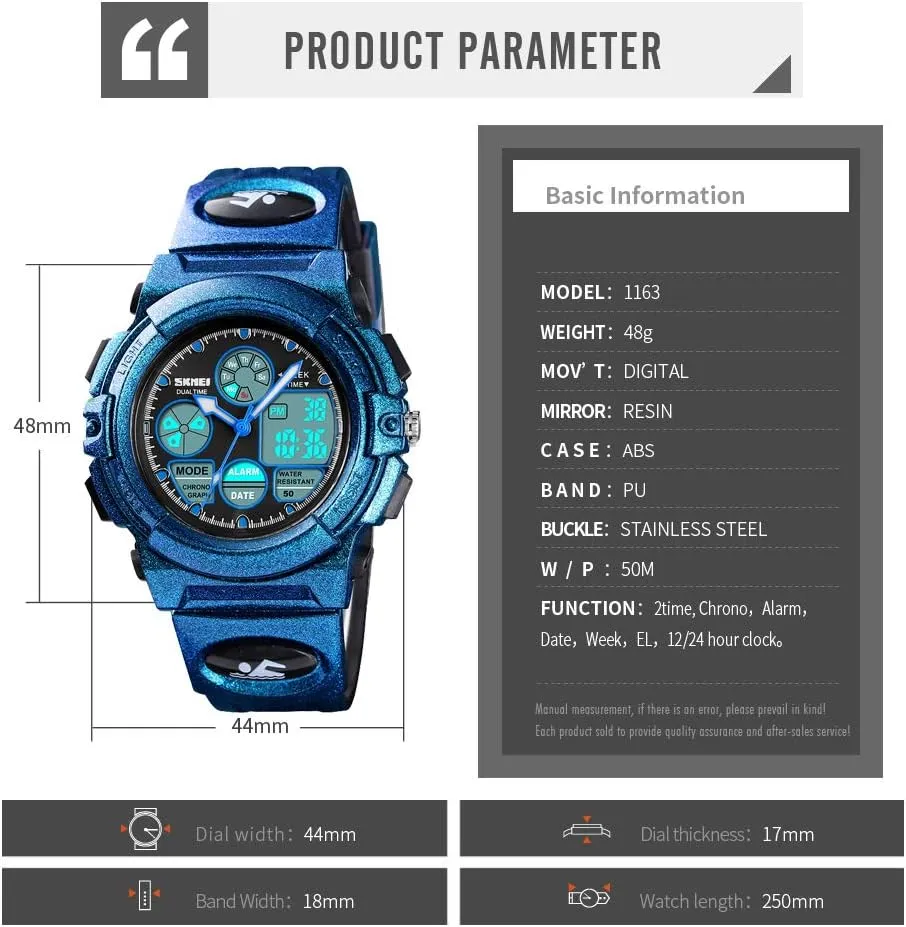 for Kids - Kids Gifts Dayllon Boys Watch,Kids Watch for 3-15 Year Old Boys,Digital Sport Outdoor greener Multi Function Waterproof with LED Alarm Calendar Analog Watch 