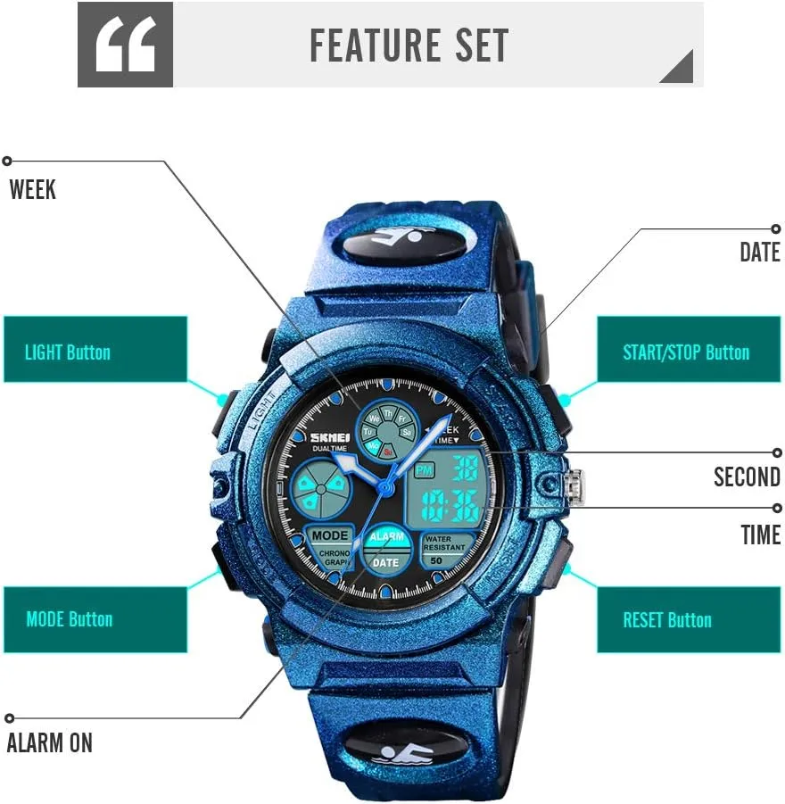 for Kids - Kids Gifts Dayllon Boys Watch,Kids Watch for 3-15 Year Old Boys,Digital Sport Outdoor greener Multi Function Waterproof with LED Alarm Calendar Analog Watch 
