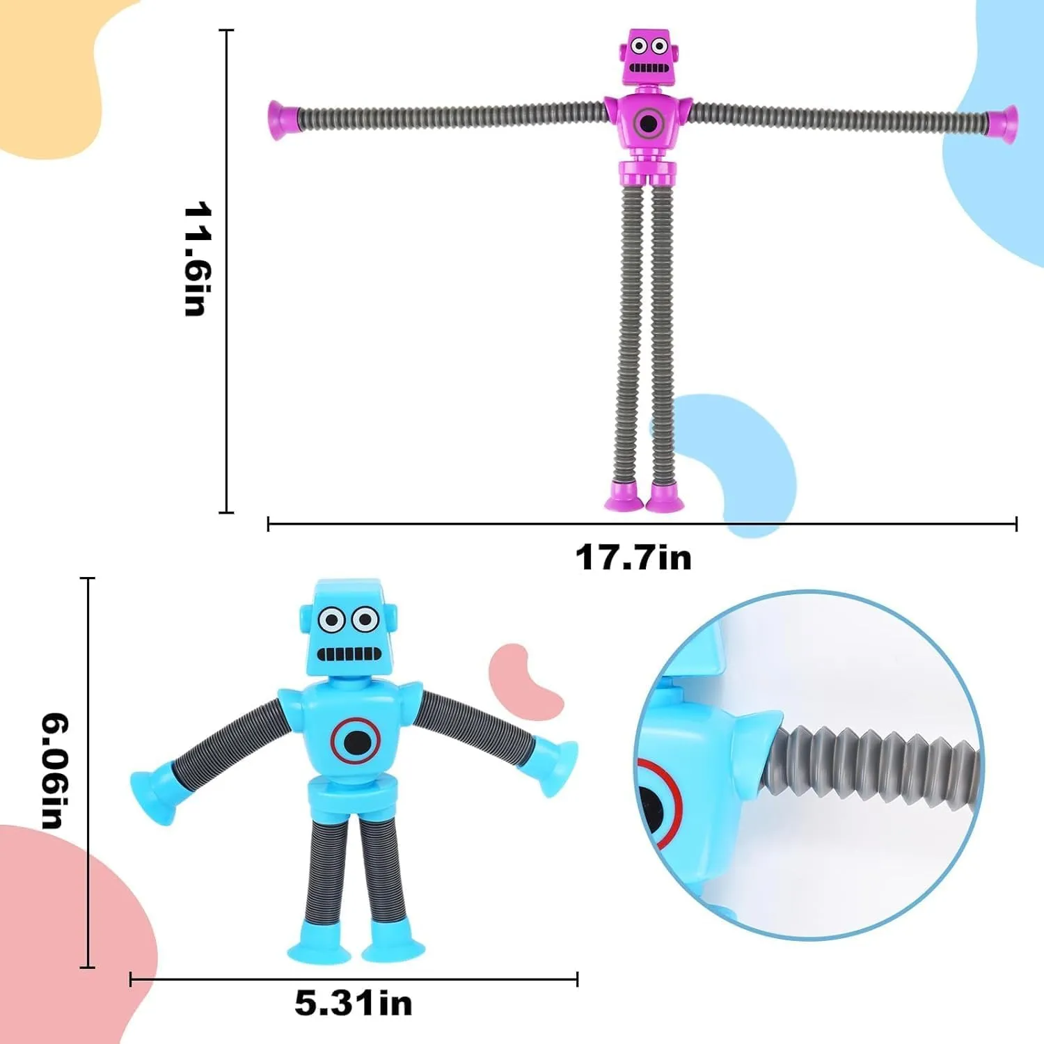 for Kids prizes 36PCS Telescopic Suction Cup Robot Toy$pop Tubes$Toys for Kids$Toddler Travel Toys$Toddler Sensory Toys$figette Toys$Fidget Toys chronology for Kids$Treasure Box prizes$Small Toys 