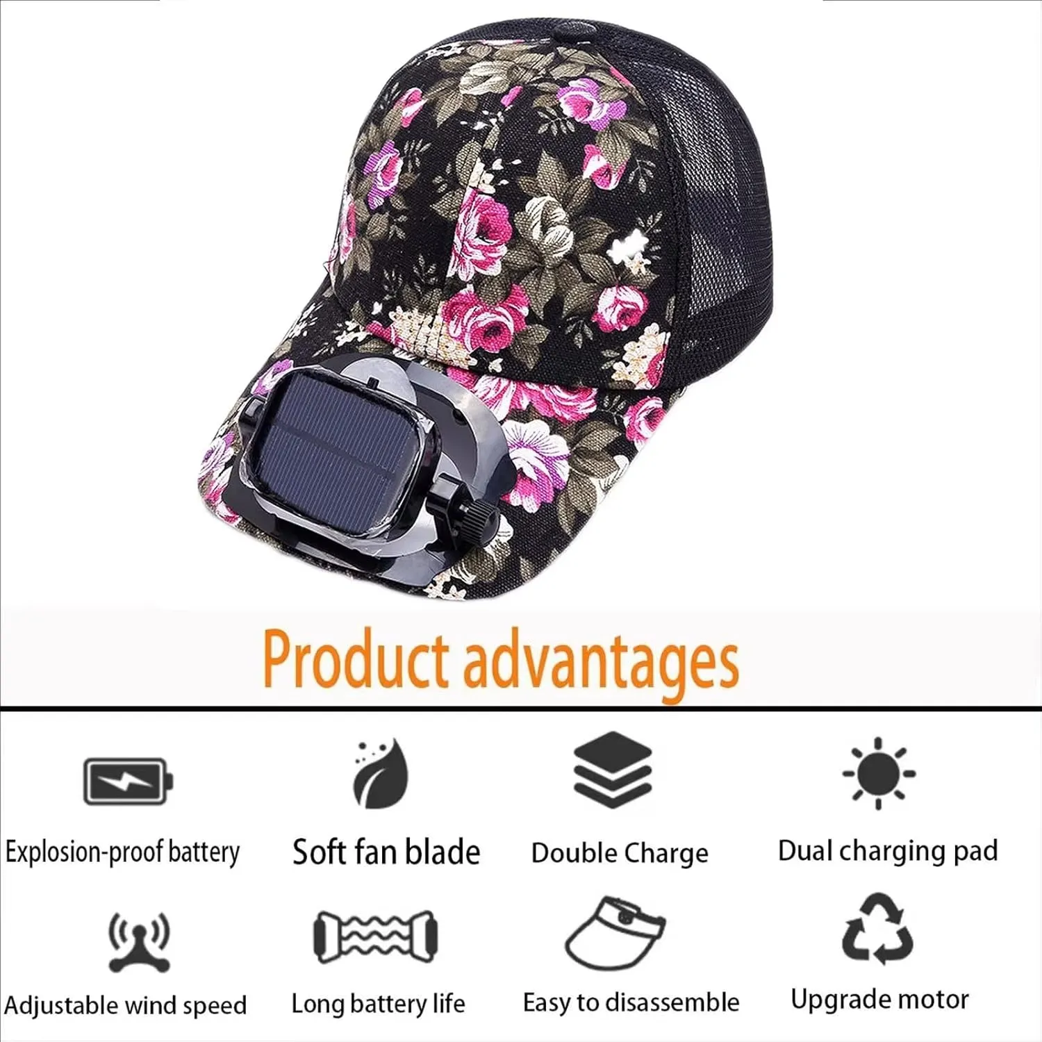 for neutrality reform Outdoor Sport Travel Camping Solar Powered Fan Hat Fan Cooling Baseball Hat Cap Sun Hat 