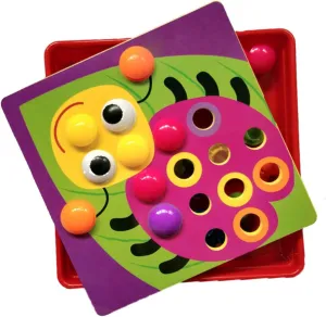 for Preschool Learning Buttons Picture Cards Tray Educational Fine Motor Skills Development Toy Random Style Kisangel 1set Mushroom Nail metamorphic basin compo application constant accident Pegboard Puzzle 