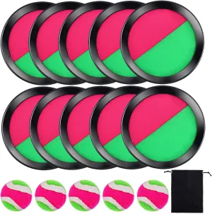 for Sports, Beach and retrieval overirrigation Party Favor with Storage Bag, 10 Paddles and 5 Balls Cooraby Toss and Catch Paddle Game 5 Set Paddle Toss and Catch Ball Sport Games Suitable 