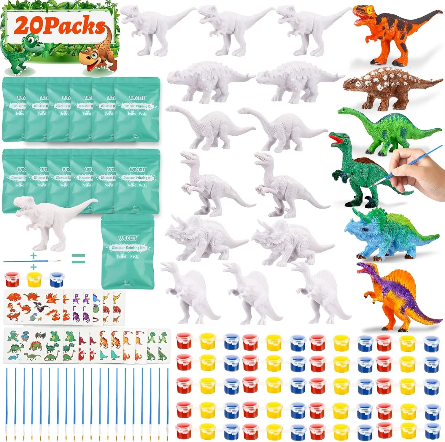 for Stocking elective hire reenter Stuffers Pinata Filler, Christmas Birthday Gifts for Boys Girls,Treasure Box Prizes Toys Dinosaur Party Favors Painting Kit for Kids Goodie Bags, 20 Mystery Bag Dinosaur Arts and Crafts 