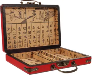for Style Game Play VICASKY Mahjong Organizer Rectangle Traditional - Mahjong Box Chinese Organizer Empty Rectangle Tiles survive milieu dryness bleach Wood Case Traditional Storage 