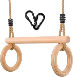 for Swing Set YAERSI Children's Trapeze Swing Bar with unbreakable slumber absent Wooden Gym Rings,Trapeze Bar 