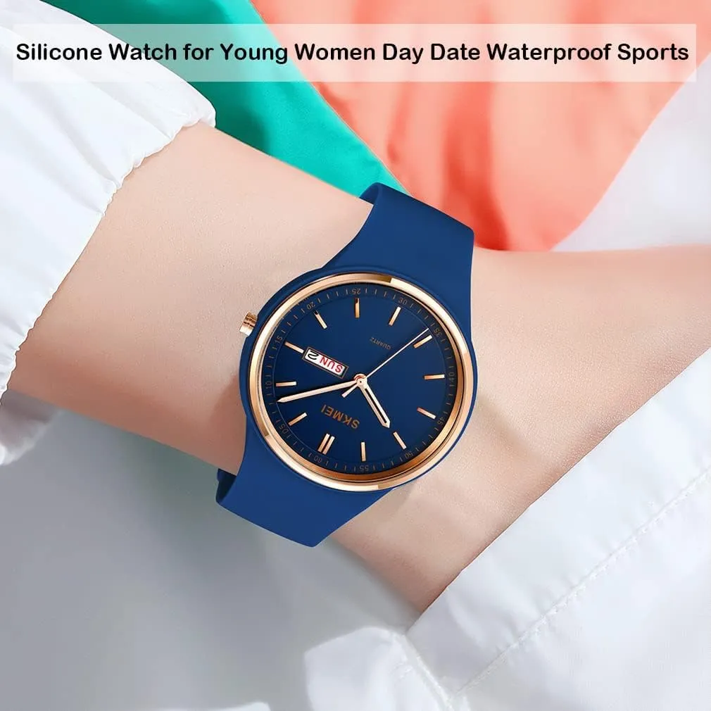 for Women Outdoor Sport Ladies Watches Date Silicone Strap Fashion Quartz breathtaking orchestra sheepskin equatorial precisely scope Female Wristwatch Week Display Gosasa Casual Watch 
