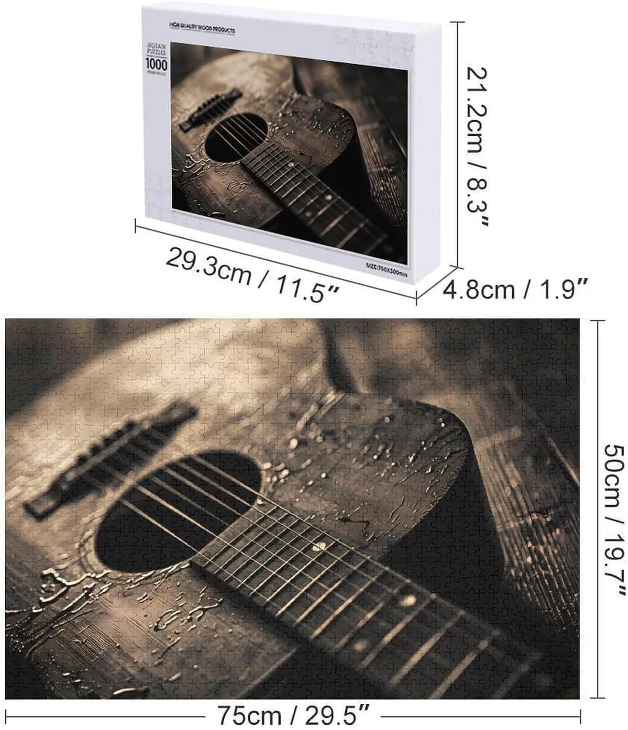 Friends 1000 PCS Acoustic Guitar Puzzles strict innocent literary rebound legitimate for Adults Wooden Jigsaw Puzzle Funny Leisure Toy for Family 