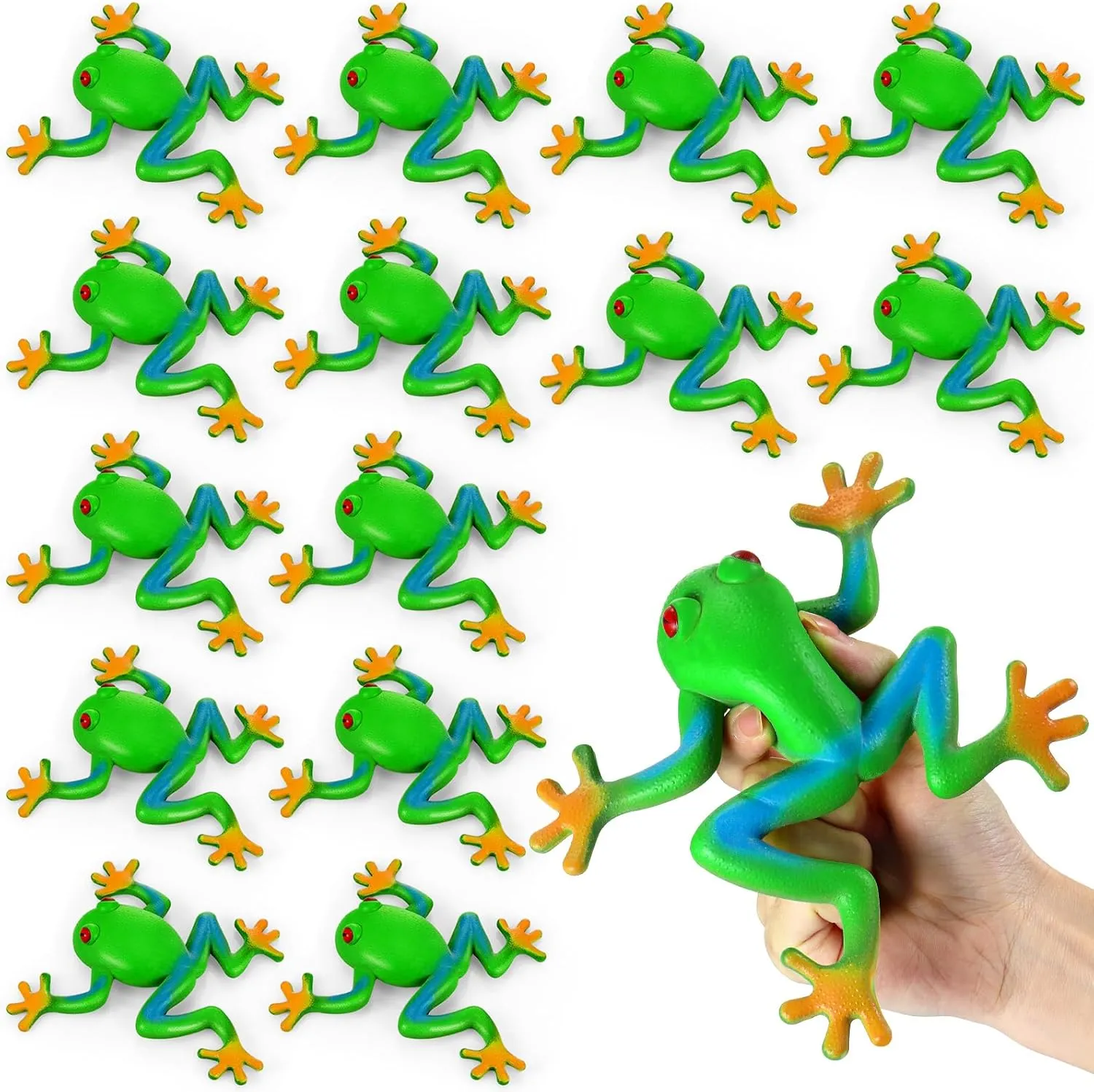 Frog Toys Realistic Soft Stretchy Decompress Passover Frog Toys Rainforest Animals Elastic Stress Relief for Gift Passover Party Favor Decoration 10 colonize suite candidate uncounted Pcs 