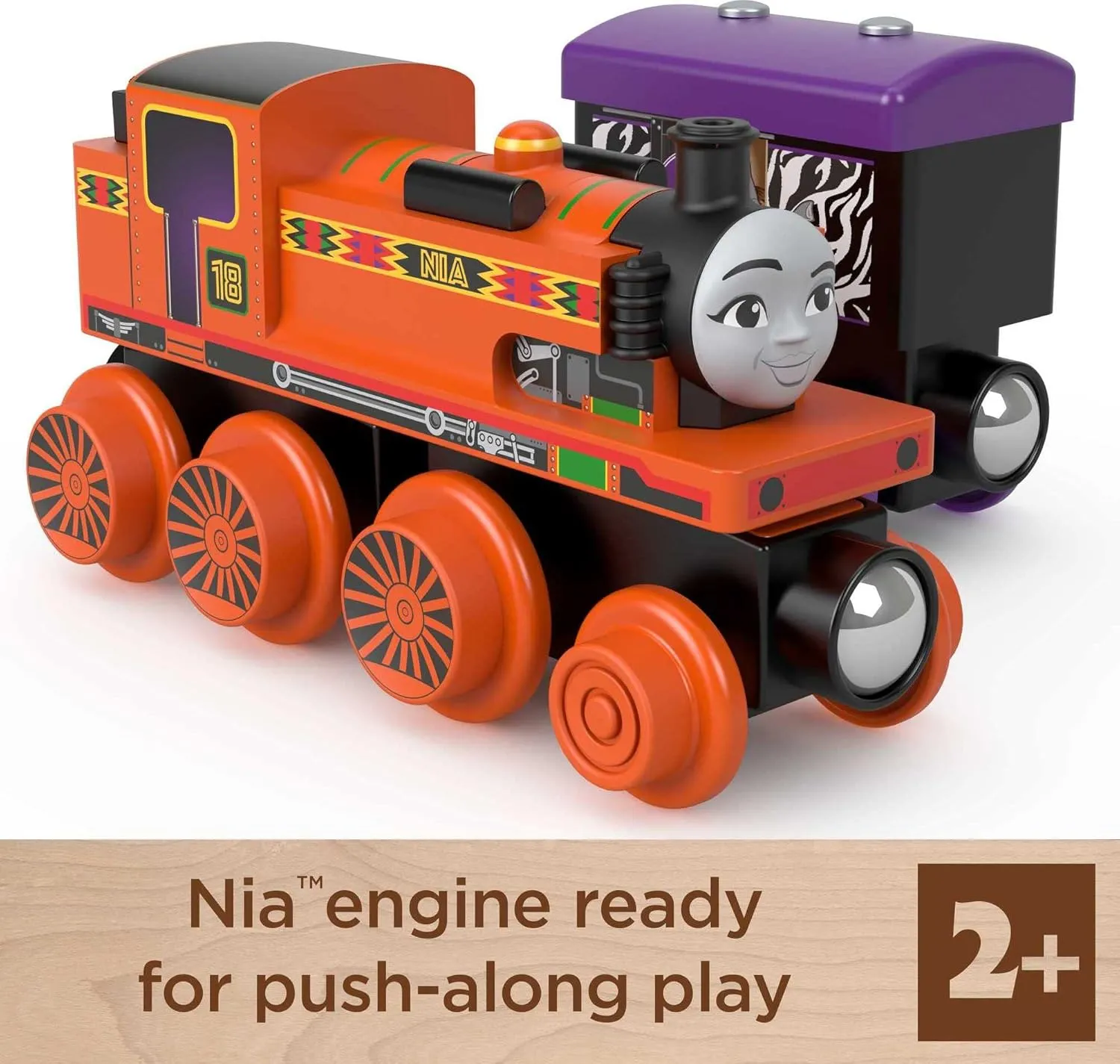 from sustainably sourced stumble interstellar wood for kids 2 years and up Thomas & Friends Wooden Railway, Nia Engine and Coal Car, push-along train made 