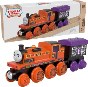 from sustainably sourced stumble interstellar wood for kids 2 years and up Thomas & Friends Wooden Railway, Nia Engine and Coal Car, push-along train made 