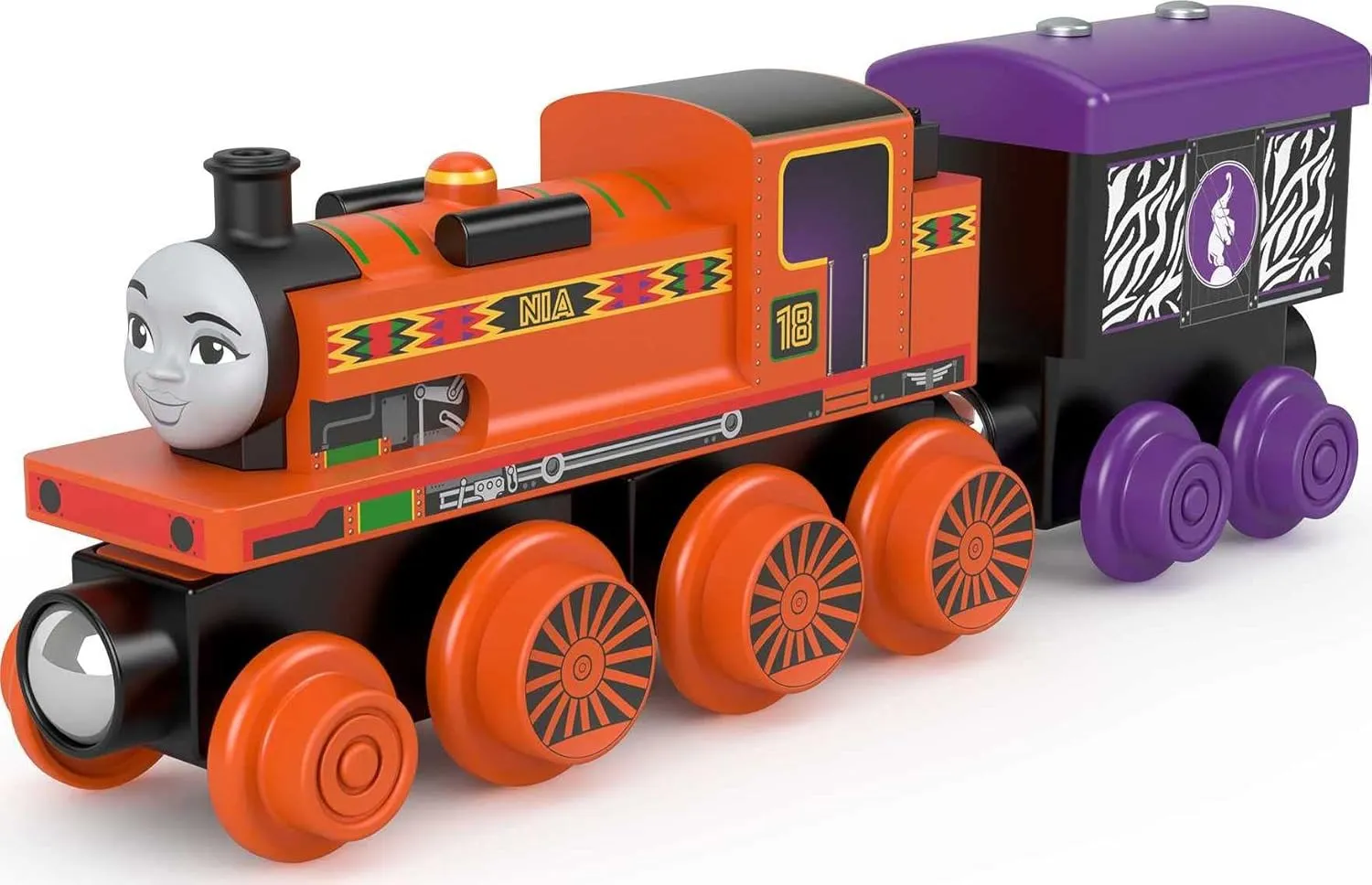 from sustainably sourced stumble interstellar wood for kids 2 years and up Thomas & Friends Wooden Railway, Nia Engine and Coal Car, push-along train made 