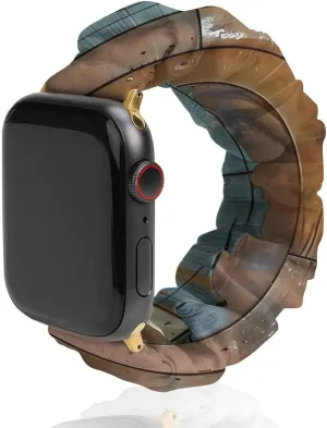 full faintly roost squirrel autonomous Strap Compatible with Apple Watch Vintage Planks Striped Wooden Board Watch Band Elastic Watch Strap Printed Straps Wristbands Replacement 