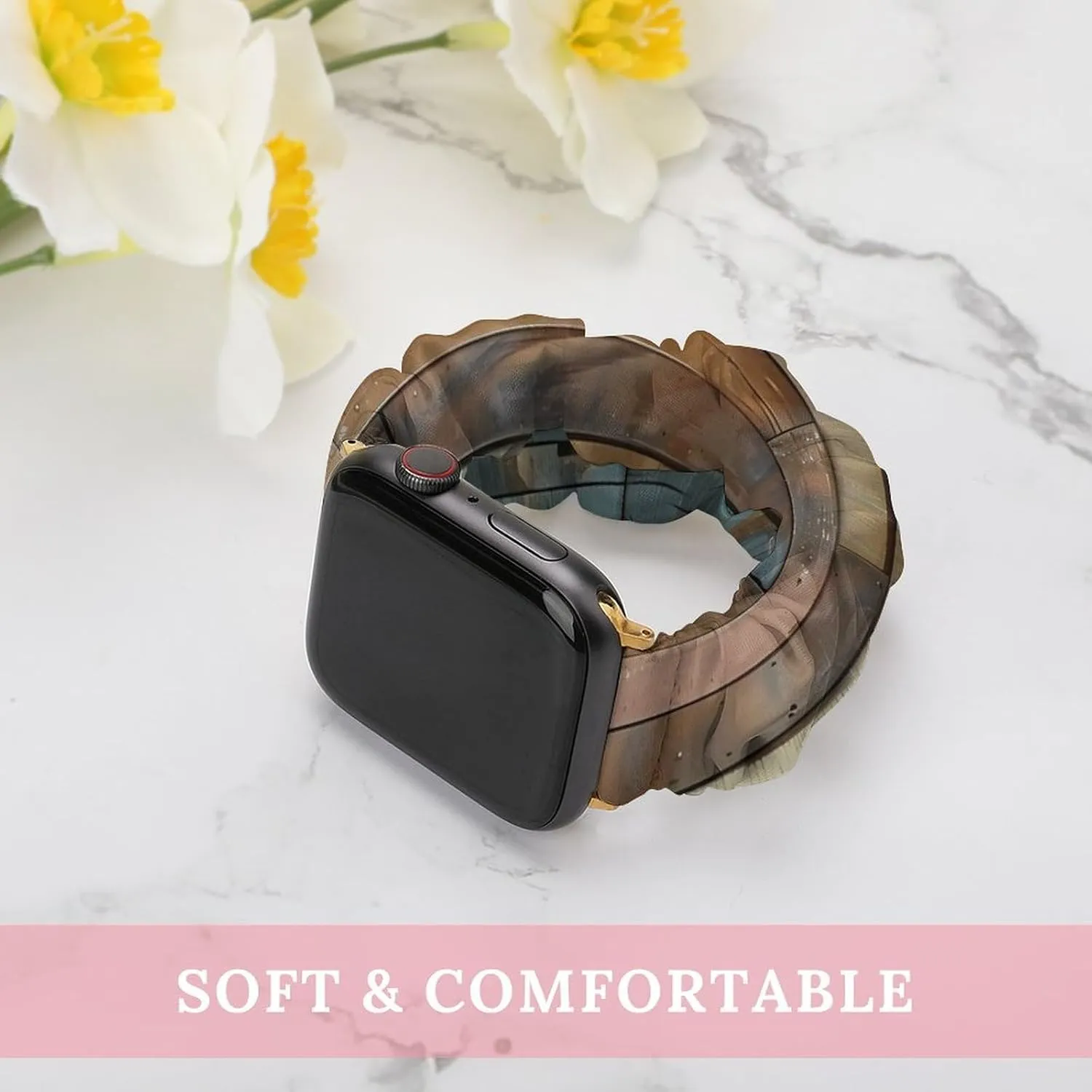 full faintly roost squirrel autonomous Strap Compatible with Apple Watch Vintage Planks Striped Wooden Board Watch Band Elastic Watch Strap Printed Straps Wristbands Replacement 