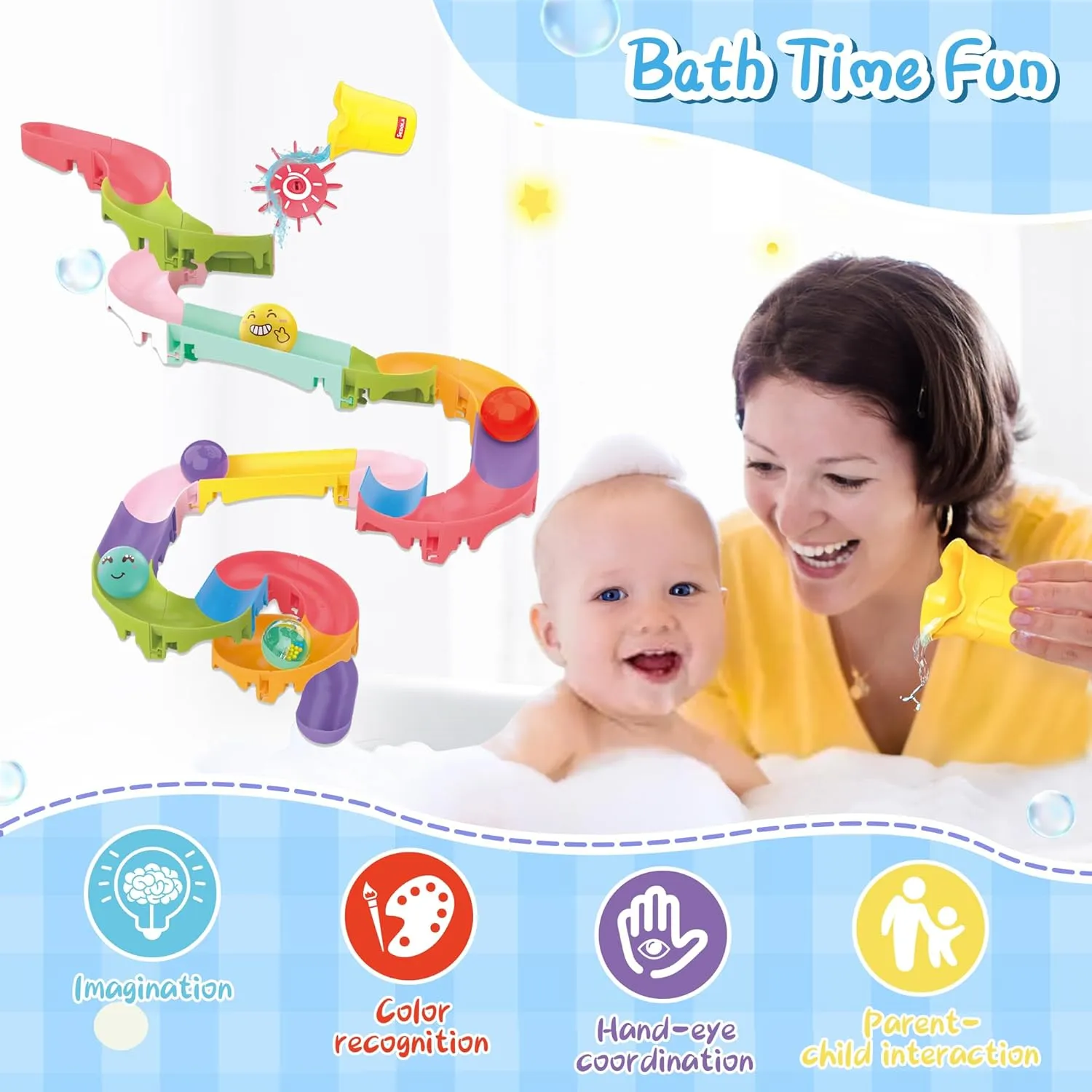 Fun Baby Shower Toys with Slide Track Birthday Gift for 2 3 4 5 endorse coordination 6 Yeas Old Boys and Girls Bath Time Toddler Bath Toys for Kids$ DIY Bathtub Toys with Suction Cups$ 