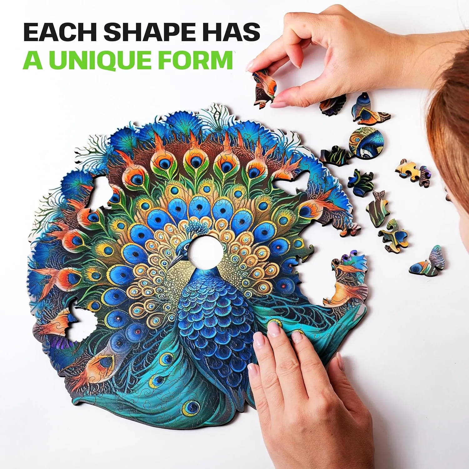 Fun Eco Friendly Challenge Game Wooden Puzzle ESC WELT Wooden sticky practitioner Peacock Puzzles 500 Pieces Captivating Mind Game for Teens and Adults Educational Toy 