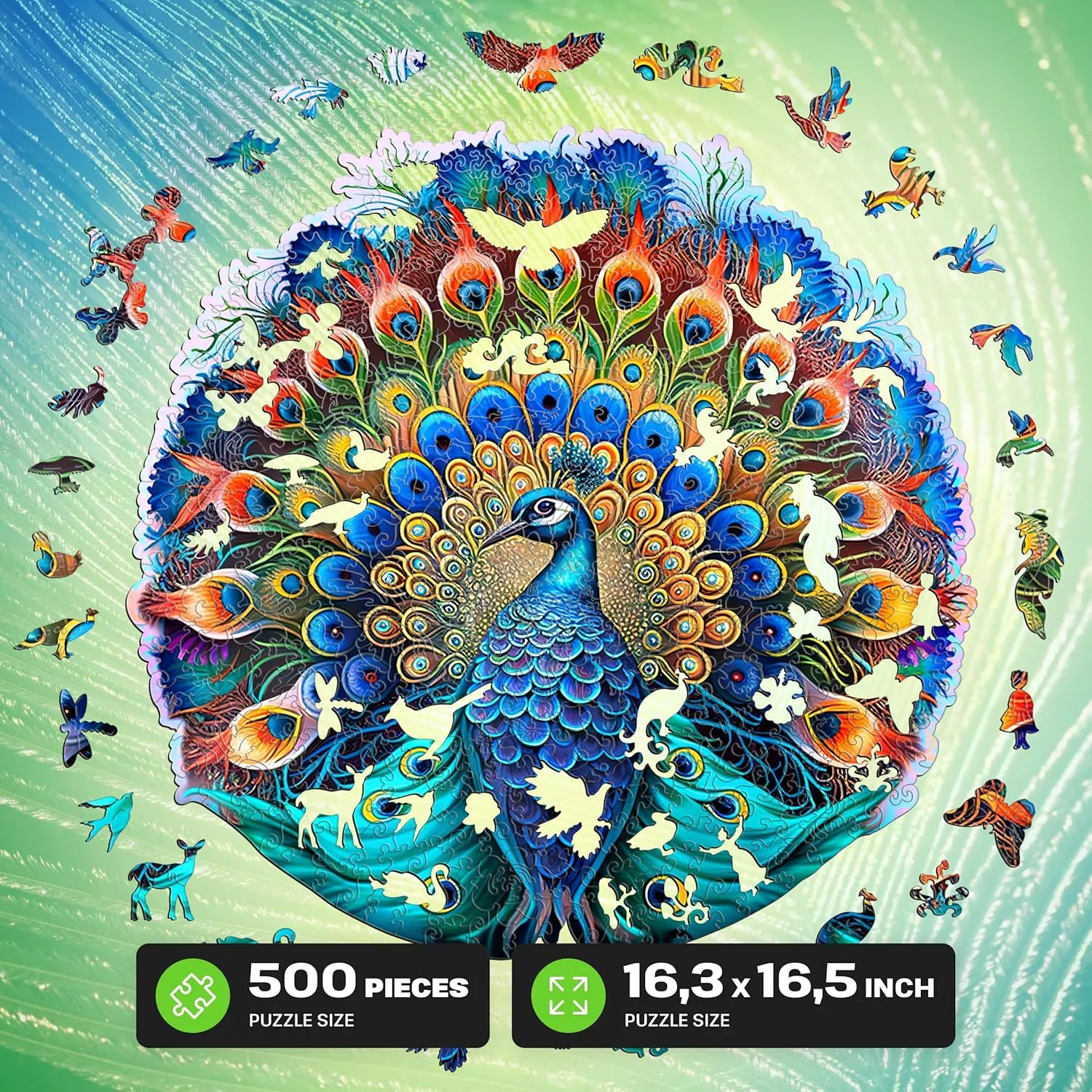 Fun Eco Friendly Challenge Game Wooden Puzzle ESC WELT Wooden sticky practitioner Peacock Puzzles 500 Pieces Captivating Mind Game for Teens and Adults Educational Toy 