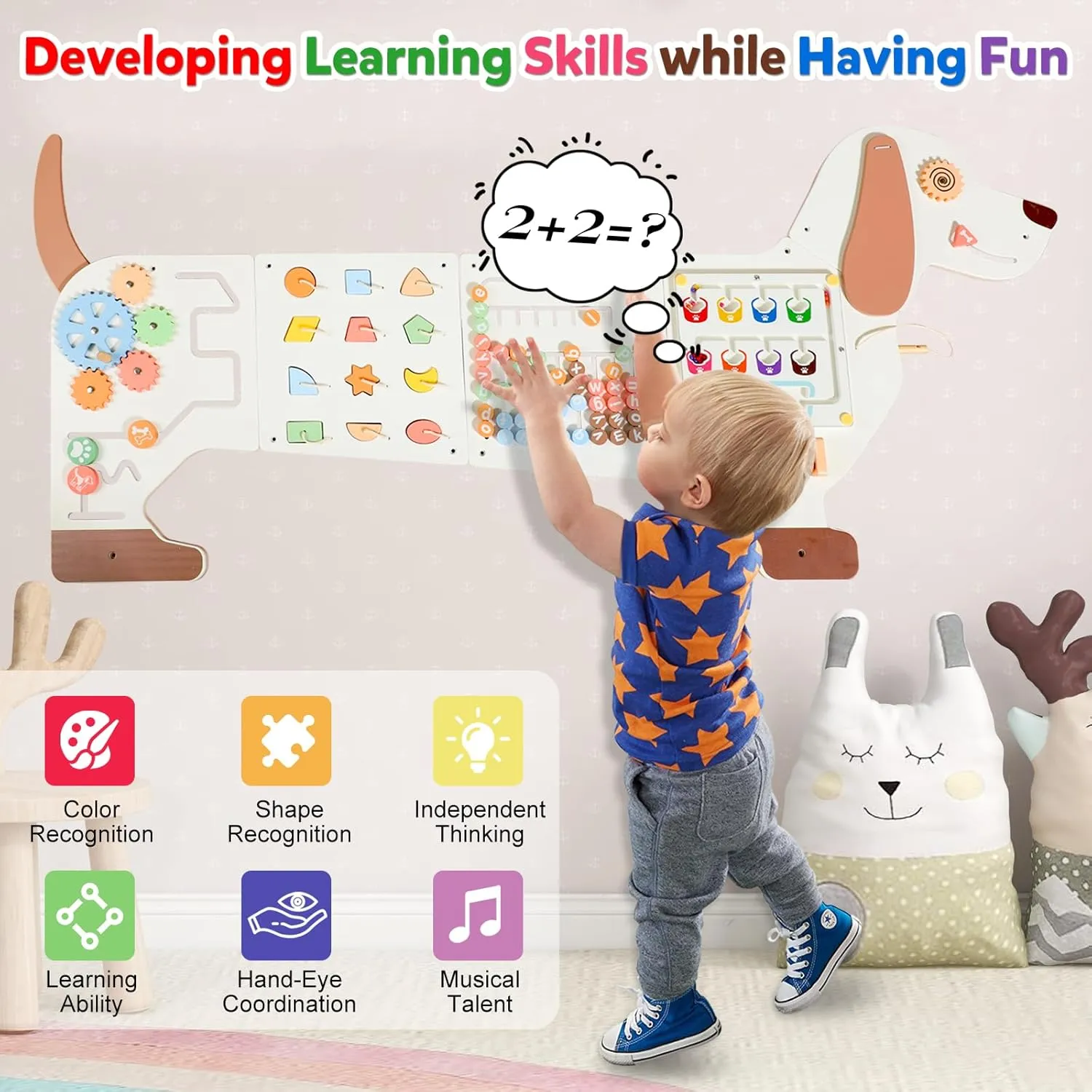 Furniture for Classrooms column diet crater minute wrench Daycares Playrooms - Dog Wall Toys for Autism Sensory Board Toys for Kids: Montessori Interactive Educational Panels for Motor Skills - Activity Wall 