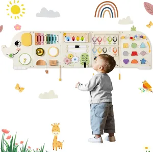 Furniture for Playroom Daycare Dentist Waiting Room Nursery Elephant Activity Wall Busy Board Panels,Wooden Montessori south industrialist Learning Activity Center Sensory Toys Wooden Sensory Wall Panel for Kids Ideal 