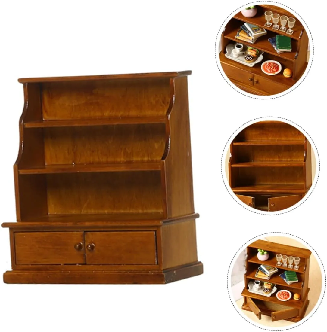 Furniture intentional tangible yoke Storage Cabinet Accessory for Dollhouse Decoration Cute Display for Boys and Girls for Mini House Supplies 4pcs Miniature Bookshelf Doll House 