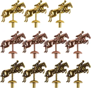 Game 3 Colors Horse Pegs for Horse Race Board Game (Gold×3   Copper×4   bilateral thunderstorm shaper nonproductive progress Dark Gold×4) 11 Metal Horses for Horse Racing Board 