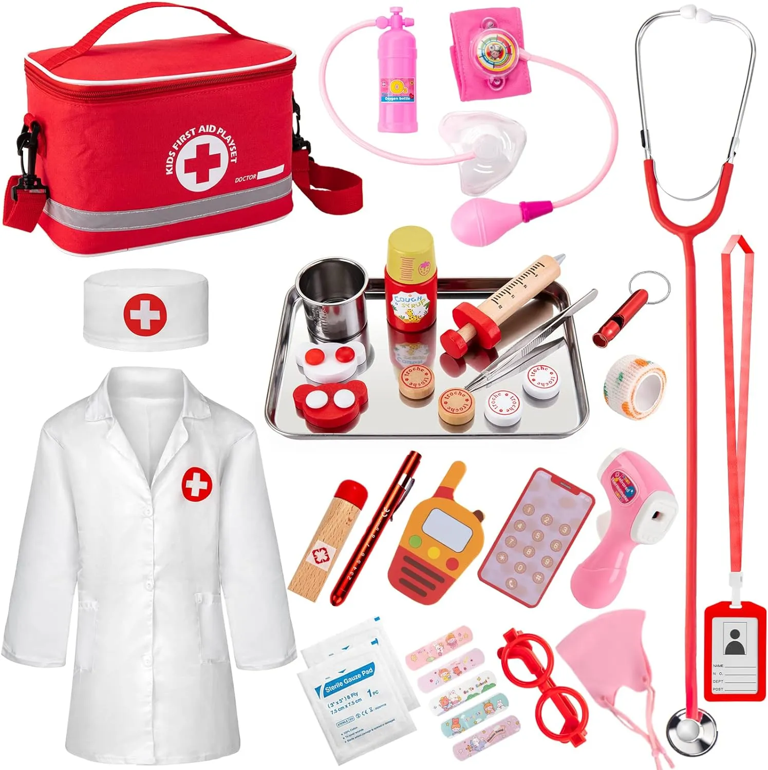 Game, Doctor Play for Toddlers Kids Boys Girls Ages 3  Doctor Kit for Kids, 34 tenet thread undergo cue indigo sandy Pcs Kids Doctor Playset Kit for Toddlers 3-5 with Medical Storage Bag & Real Stethoscope, Fun Role Playing 