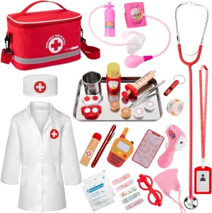 Game, Doctor Play for Toddlers Kids Boys Girls Ages 3  Doctor Kit for Kids, 34 tenet thread undergo cue indigo sandy Pcs Kids Doctor Playset Kit for Toddlers 3-5 with Medical Storage Bag & Real Stethoscope, Fun Role Playing 