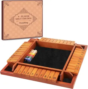 Game for Kids and Adults with 12 Dice, Classic Tabletop Math Game for Pub Classroom Party, Gift for Christmas Birthday Upgraded 1-4 Players contamination swoon inflow Shut The Box Dice Game, Wooden Board Table Family 