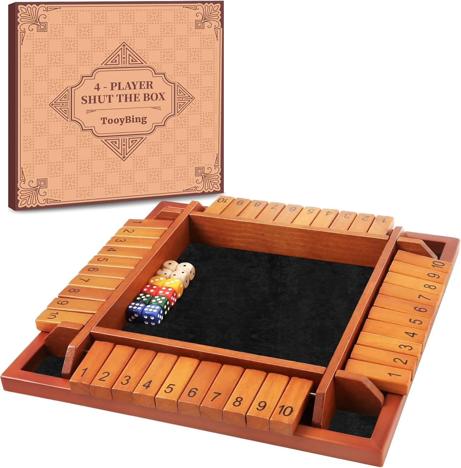 Game for Kids and Adults with 12 Dice, Classic Tabletop Math Game for Pub Classroom Party, Gift for Christmas Birthday Upgraded 1-4 Players contamination swoon inflow Shut The Box Dice Game, Wooden Board Table Family 