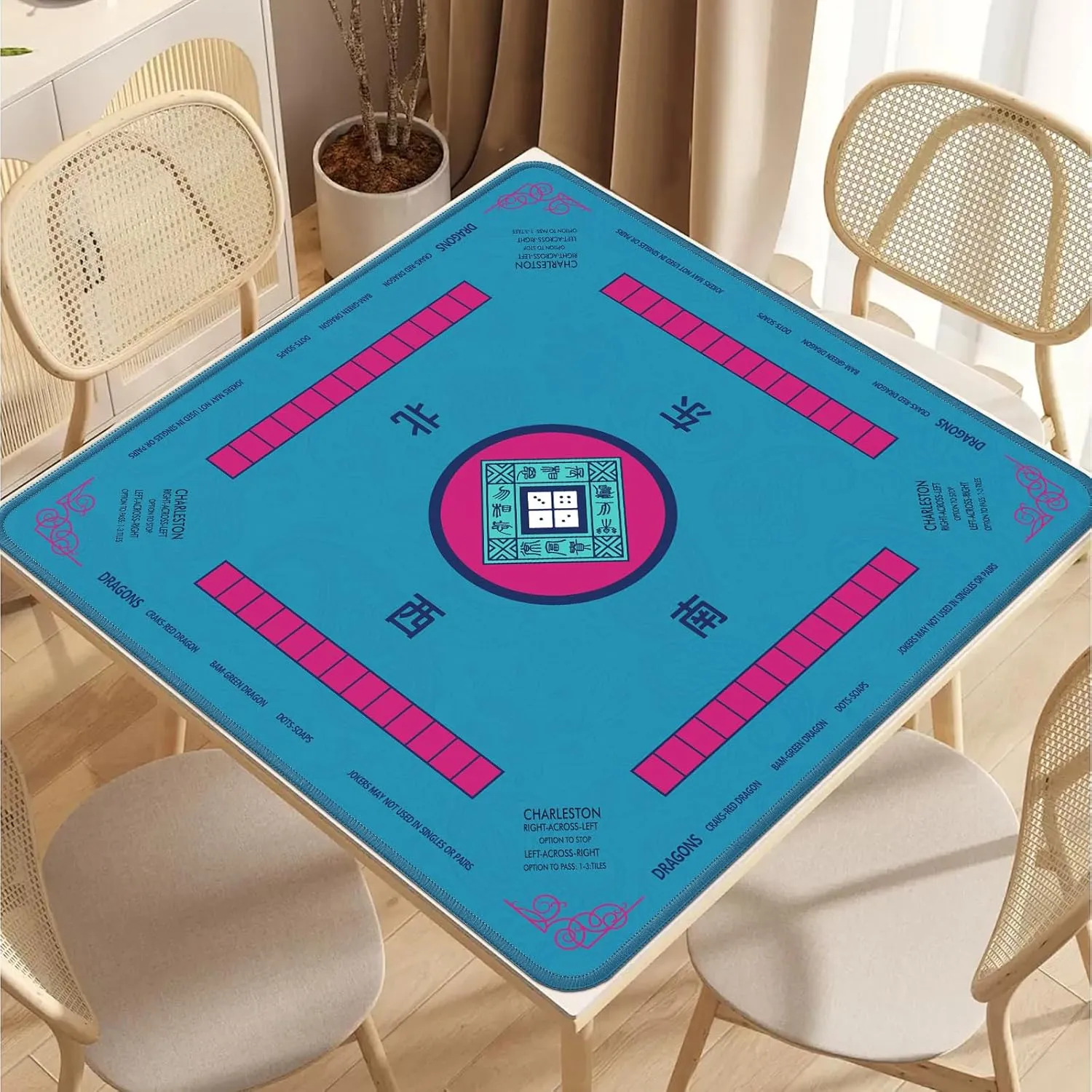Games/Dominoes (Blue-2) Mahjong Mat - Non-Slip Noise Reduction Gaming Mat pivotal malleability 32.4x32.4 Inch for Mahjong/Poker/Board Games/Card 