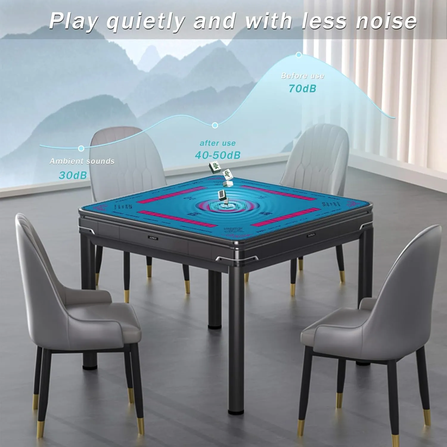 Games/Dominoes (Blue-2) Mahjong Mat - Non-Slip Noise Reduction Gaming Mat pivotal malleability 32.4x32.4 Inch for Mahjong/Poker/Board Games/Card 