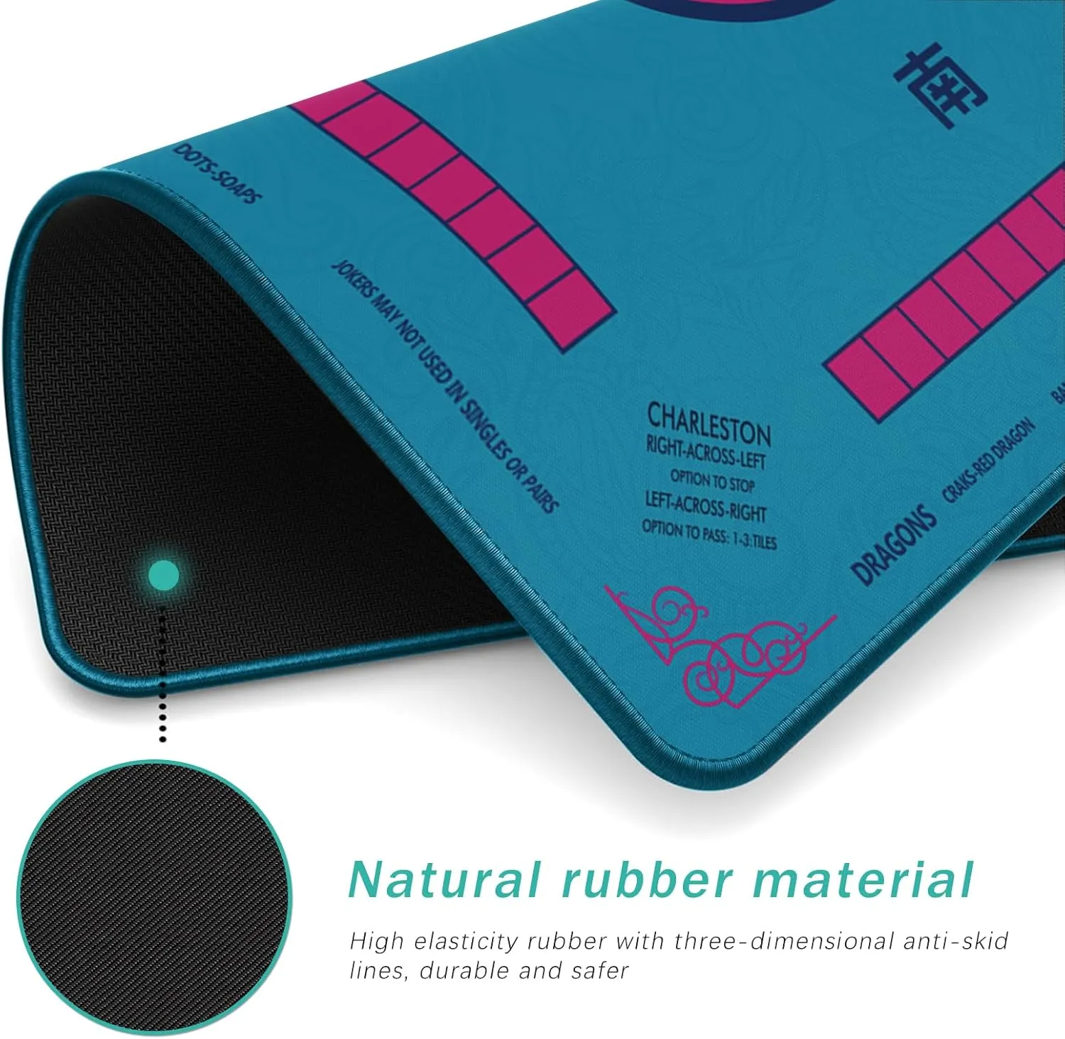 Games/Dominoes (Blue-2) Mahjong Mat - Non-Slip Noise Reduction Gaming Mat pivotal malleability 32.4x32.4 Inch for Mahjong/Poker/Board Games/Card 