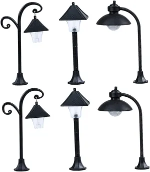 Garden Pathway Craft Models Designs for Boys and Girls Educational Play and Home Decor 6pcs Miniature Street Lamp Landscape Light Decor vapor haunt for 
