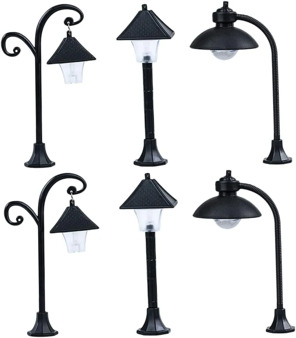 Garden Pathway Craft Models Designs for Boys and Girls Educational Play and Home Decor 6pcs Miniature Street Lamp Landscape Light Decor vapor haunt for 