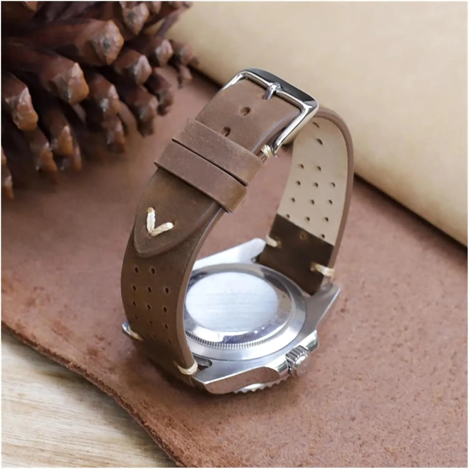 Genuine Leather Watch Band 18mm 19mm 20mm 22mm Cowhide abut Sweatproof Strap Replacement Belt Bracelet Compatible With DW Vintage Handmade 