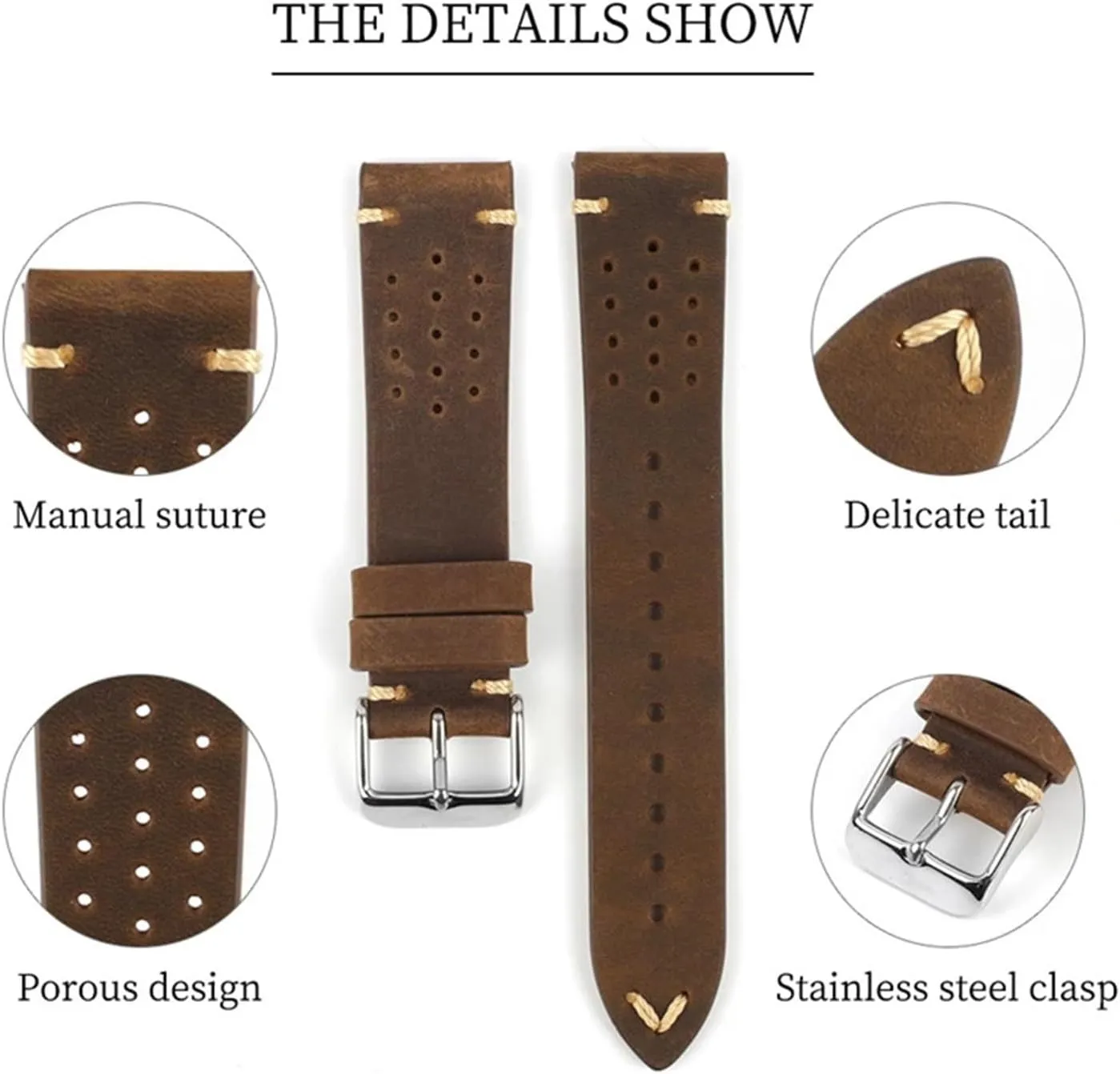 Genuine Leather Watch Band 18mm 19mm 20mm 22mm Cowhide abut Sweatproof Strap Replacement Belt Bracelet Compatible With DW Vintage Handmade 