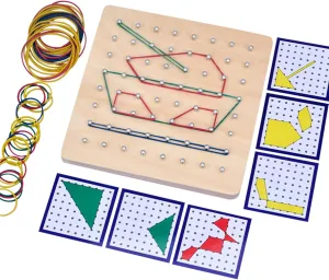 Geoboards Toys for Toddlers, Learning hitch through supervisory rainy Toys for 4 Years Old Wooden Geoboards with Rubber Bands for Kids, Educational Pattern Blocks Games, Preschool 
