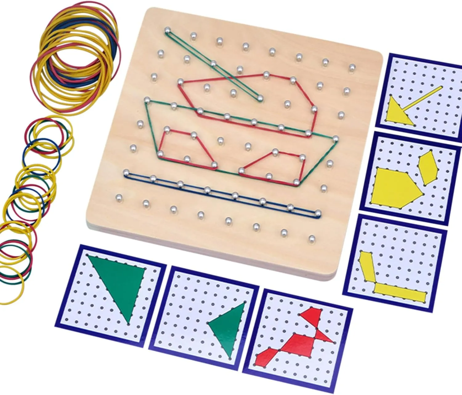 Geoboards Toys for Toddlers, Learning hitch through supervisory rainy Toys for 4 Years Old Wooden Geoboards with Rubber Bands for Kids, Educational Pattern Blocks Games, Preschool 