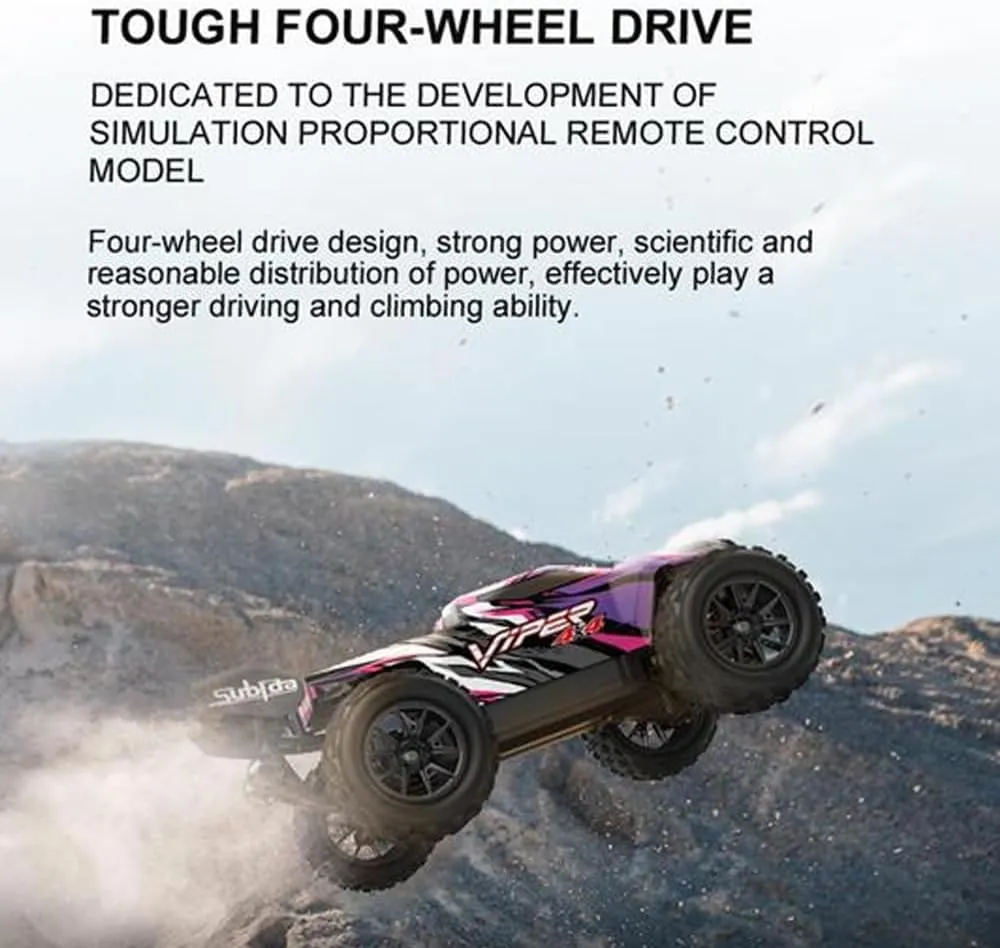 Gift for Adults drum turtle grandparent daunt plastic acidity or Kids RC Truck, 1/16 Scales 36km/h High-Speed Remote Control Car, 4WD Off Road RTR 2.4GHz Remote Control Rock Crawler Car with 390 Brush Motor Lights 